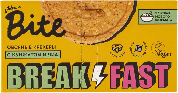 Изображение Крекер овсяный без сахара Байт кунжут чиа Биофудлаб кор, 200 г