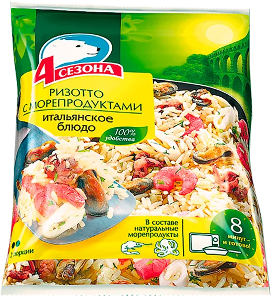 Изображение Готовое Блюдо замороженное 4 Сезона ризотто с морепродуктами Хладоком Западный м/у, 600 г