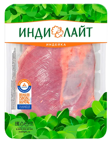 Изображение Птица охлажденная Индейка Индилайт филе бедра ПензаМолИнвест лоток, 400 г