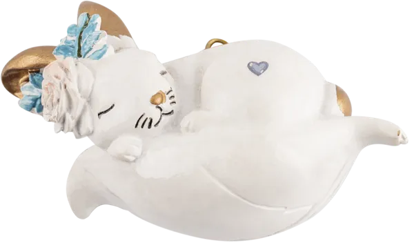 Изображение Елочное украшение 7*6,5см Мэджик Тайм белый заяц на перышке Феникс Презент , 1 шт