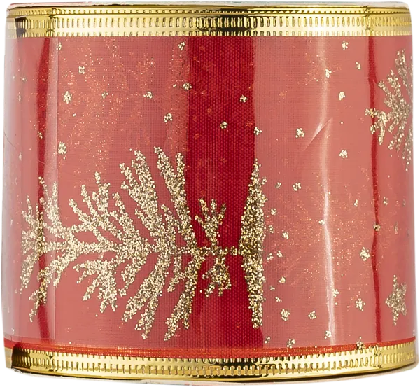 Изображение Лента 2,7м новогодняя Мэджик Тайм золотые снежинки красная Феникс Презент , 1 шт