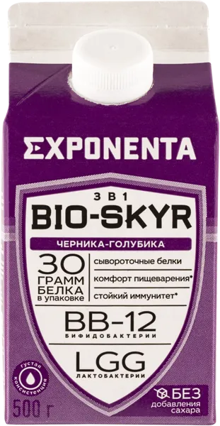 Изображение Продукт кисломолочный обогащен белком Экспонента черника голубика Молочные горки т/п, 500 мл