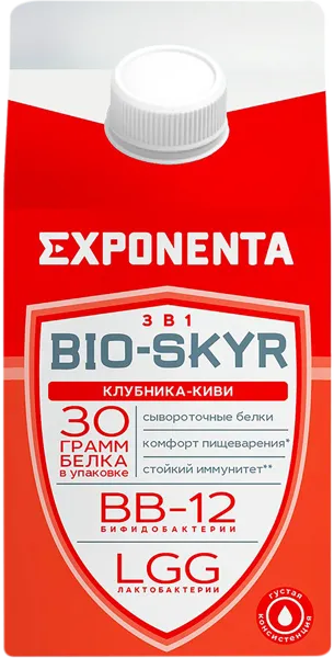Изображение Продукт кисломолочный обогащен белком 30г Экспонента клубника киви Молочные горки т/п, 500 мл