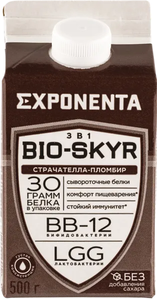 Изображение Продукт кисломолочный обогащен белком Экспонента страчателла пломбир Молочные горки т/п, 500 мл