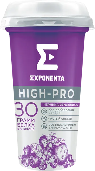 Изображение Продукт кисломолочный обогащен белком 30г Экспонента черника земляника Молочные горки п/б, 250 мл