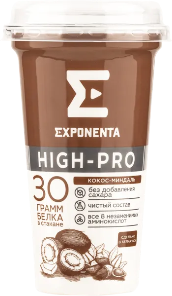 Изображение Продукт кисломолочный обогащен белком 30г Экспонента кокос миндаль Молочные горки п/б, 250 мл