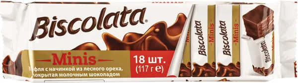 Изображение Вафли в шоколаде Бисколата с ореховым кремом Шолен м/у, 117 г