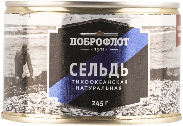 Изображение Сельдь в собственном соку Доброфлот тихоокеанская Южморрыбфлот ж/б, 245 г