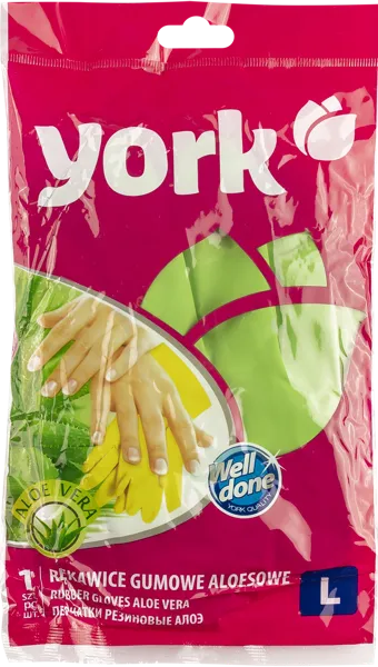 Изображение Перчатки латексные Йорк алоэ размер л Йорк м/у, 1 шт