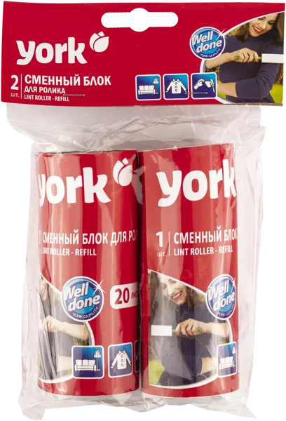 Изображение Ролик для одежды липкий Йорк сменный блок Йорк м/у, 2 шт