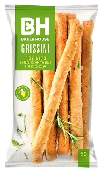 Изображение Гриссини Бейкер Хаус с итальянскими травами Раменский м/у, 80 г