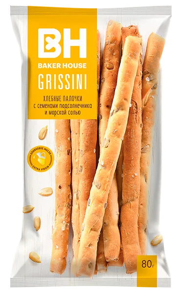 Изображение Гриссини Бейкер Хаус с семенами подсолнечника Раменский м/у, 80 г
