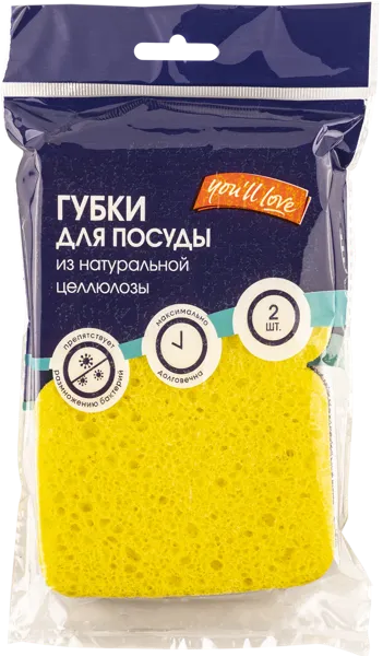 Изображение Губка для посуды Юл Лав целлюлоза Юл Лав м/у, 2 шт