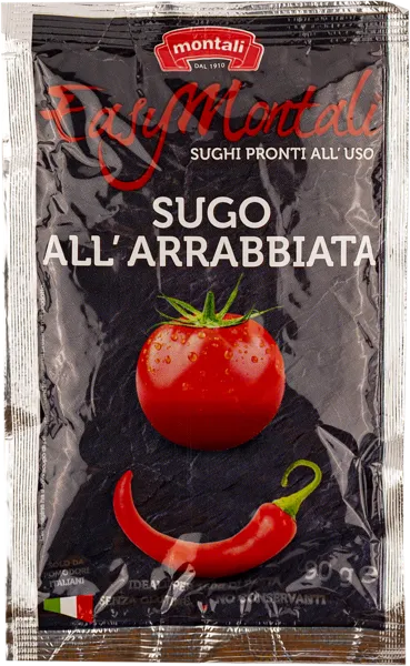 Изображение Соус томатный Изи Монтали из Эмилии араббиата с перцем чили Монтали м/у, 90 г