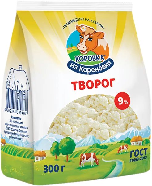 Изображение Творог 9% Коровка из Кореновки Кореновский МКК м/у, 300 г