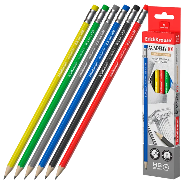 Изображение Карандаш чернографит с ластиком Эрих Краузе академия 101нв шестигранн Эрих Краузе , 1 шт