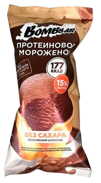 Изображение Мороженое в ваф.стакан Бомббар протеин бельгийский шокол Фитнес Фуд м/у, 90 г