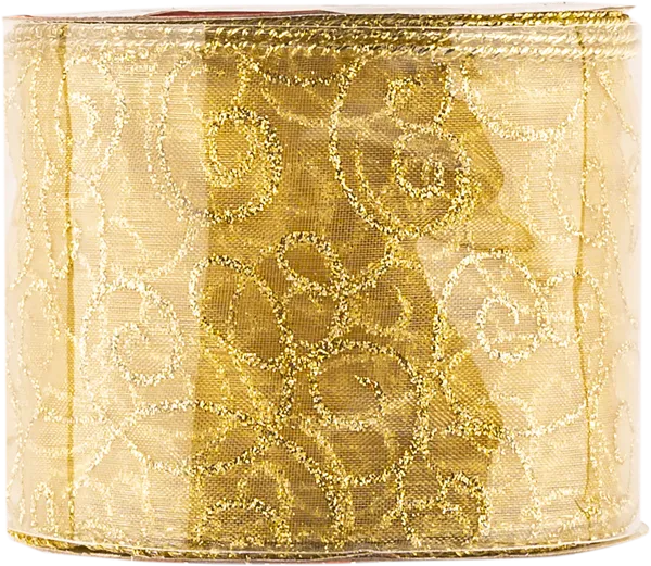 Изображение Лента 2,7м золотая Игл Гифтс с блестящим узором Игл Гифтс п/у, 1 шт