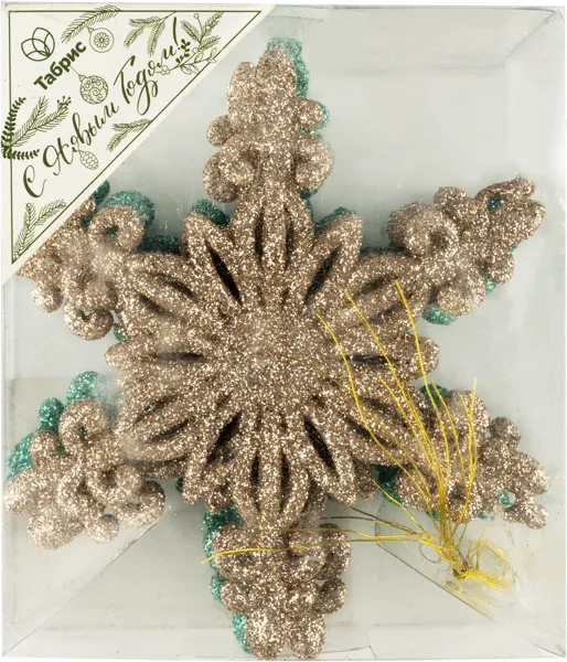 Изображение Елочное украшение 11см Игл Гифтс звезда золотая зеленая Игл Гифтс п/у, 4 шт