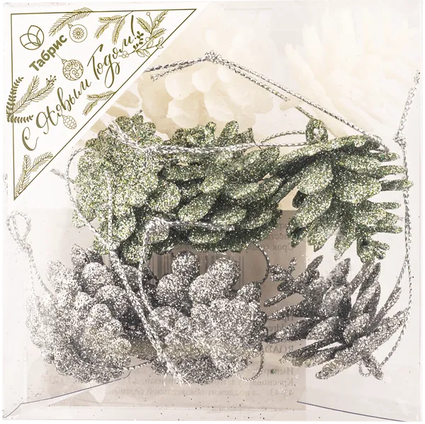 Изображение Елочное украшение 4,5см Игл Гифтс шишка цветная с блестками Игл Гифтс к/у, 9 шт