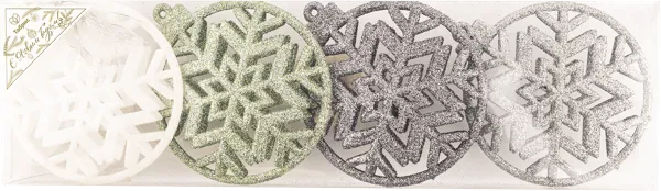 Изображение Елочное украшение 12см Игл Гифтс снежинка объемная цветная Игл Гифтс п/у, 4 шт