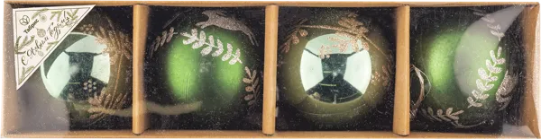 Изображение Шар 8см пластик Игл Гифтс оливковый с орнаментом Игл Гифтс п/у, 4 шт