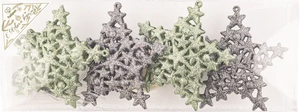 Изображение Елочное украшение 11см Игл Гифтс снежинка цветная блестяща Игл Гифтс п/у, 6 шт