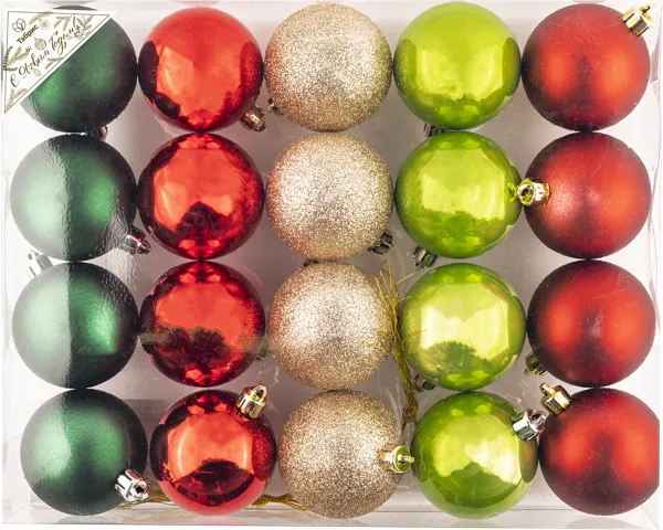 Изображение Шар 6см пластик Игл Гифтс красный зеленый шампань Игл Гифтс к/у, 20 шт