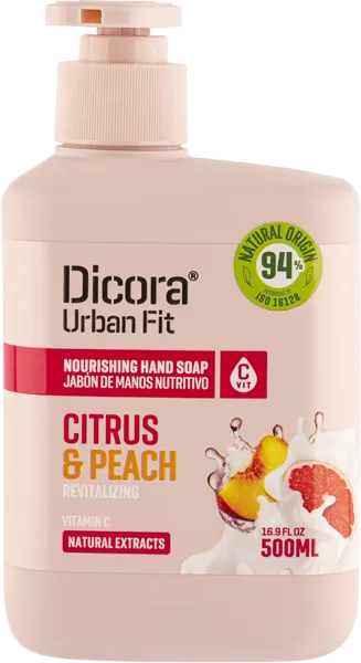 Изображение Мыло жидкое для рук Дикора цитрус и персик витамин С Нувария Глобал п/у, 500 мл