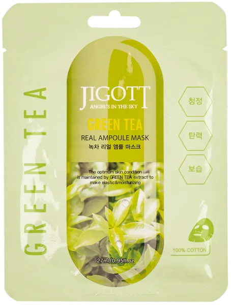 Изображение Маска увлажняющая для лица Джиготт зеленый чай ампульная Скинайн Косметик м/у, 1 шт