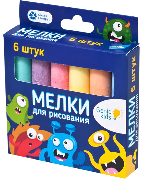 Изображение Мелки для рисования Дженио кидс цветные толстые Дженио Кидс к/у, 6 шт