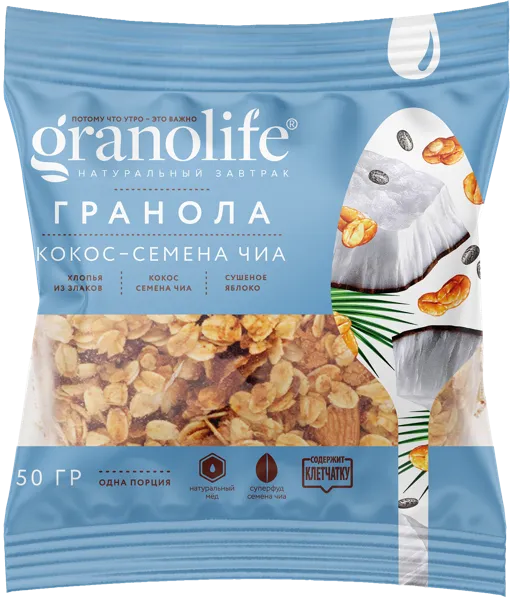 Изображение Гранола Гранолайф кокос семена чиа Гранолайф м/у, 50 г