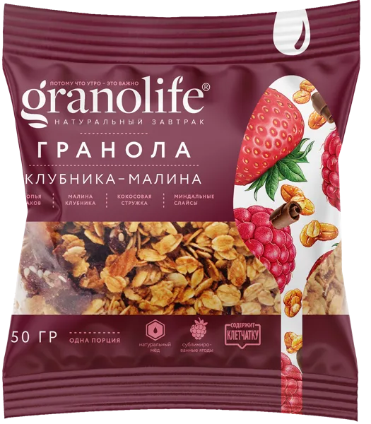 Изображение Гранола Гранолайф клубника малина Гранолайф м/у, 50 г
