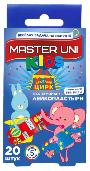 Изображение Лейкопластырь бактерицидный Мастер юни веселый цирк полимерный ФармЛайн к/у, 20 шт