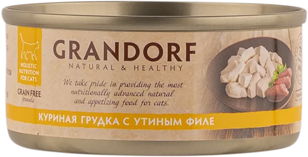 Изображение Консервы для кошек Грандорф кур грудка с утиным филе Юнайтед Петфуд ж/б, 70 г