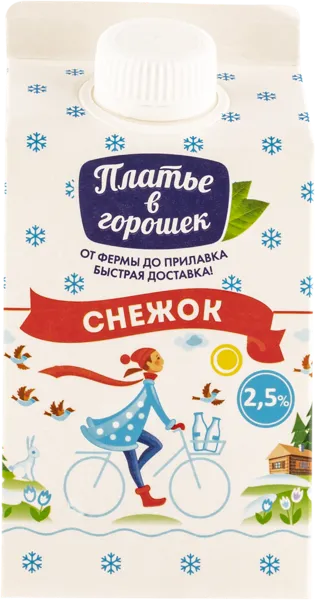 Изображение Напиток 2,5% кисломолочный Платье в горошек снежок Новокубанский МК т/р, 450 мл