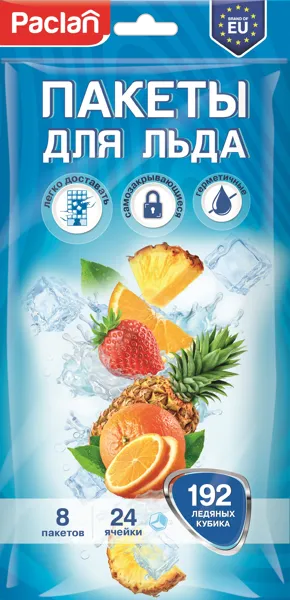 Изображение Пакеты для льда Паклан 192 кубика СеДо сп м/у, 8 шт