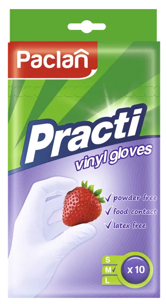 Изображение Перчатки виниловые Паклан практи размер м СеДо сп к/у, 10 шт