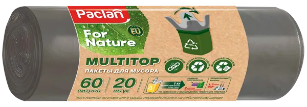 Изображение Мешки для мусора 60л Паклан фо нэйче мультитоп СеДо сп м/у, 20 шт
