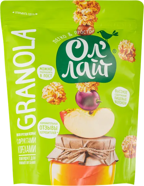 Изображение Мюсли Ол Лайт фрукты орехи медовые НоваПродукт м/у, 280 г