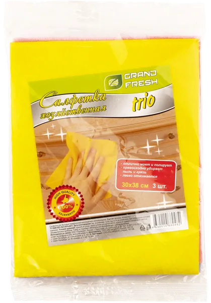 Изображение Салфетка 30см для уборки Гранд Фреш вискоза НЭП м/у, 1 шт