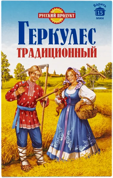 Изображение Хлопья овсяные 15 мин Русский продукт геркулес традиционный Русский продукт кор, 500 г