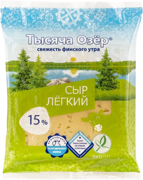 Изображение Сыр 15% полутвердый Тысяча озер легкий Невские сыры м/у, 200 г