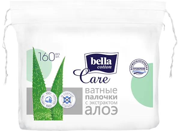 Изображение Ватные палочки Белла алоэ 100% хлопок АО ТЗМО С.А. м/у, 160 шт