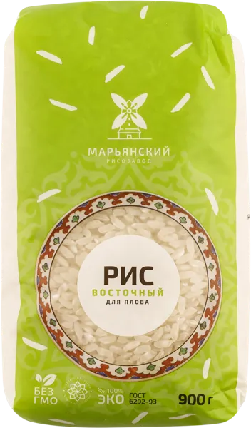 Изображение Рис среднезерный Марьянский рис восточный для плова Агрохим м/у, 900 г