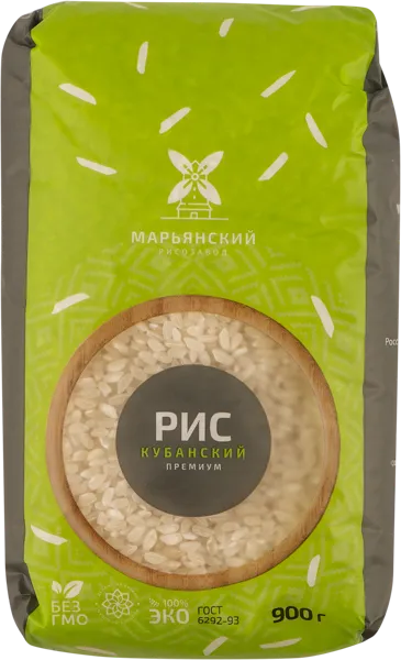 Изображение Рис круглозерный Марьянский рисозавод кубанский премиум Агрохим м/у, 900 г