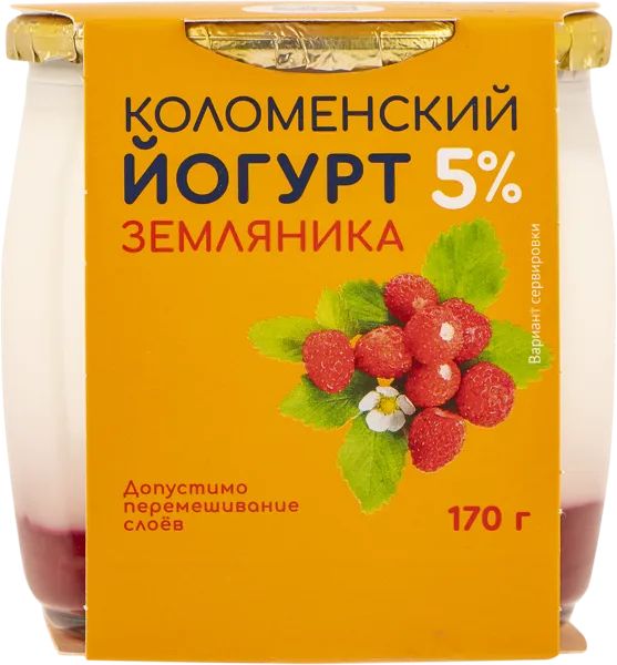 Изображение Йогурт 5% Коломенское земляника Коломенское с/б, 170 г
