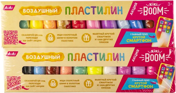 Изображение Пластилин цветной воздушный Кики Фабрика Упаковки к/у, 24 шт