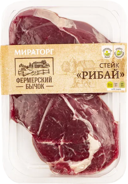 Изображение Мясо охлаждённое Стейк Рибай из фермерского бычка Брянская МК в/у, 500 г