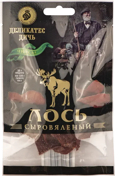 Изображение Чипсы мясные Деликатес дичь лось сыровяленый Деликатес дичь м/у, 35 г